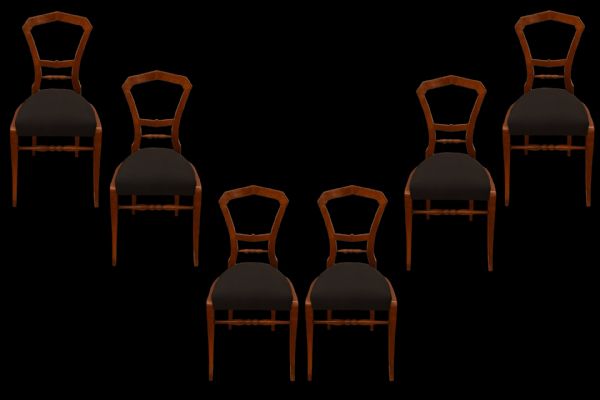 Grupo de seis sillas de madera de cerezo
    